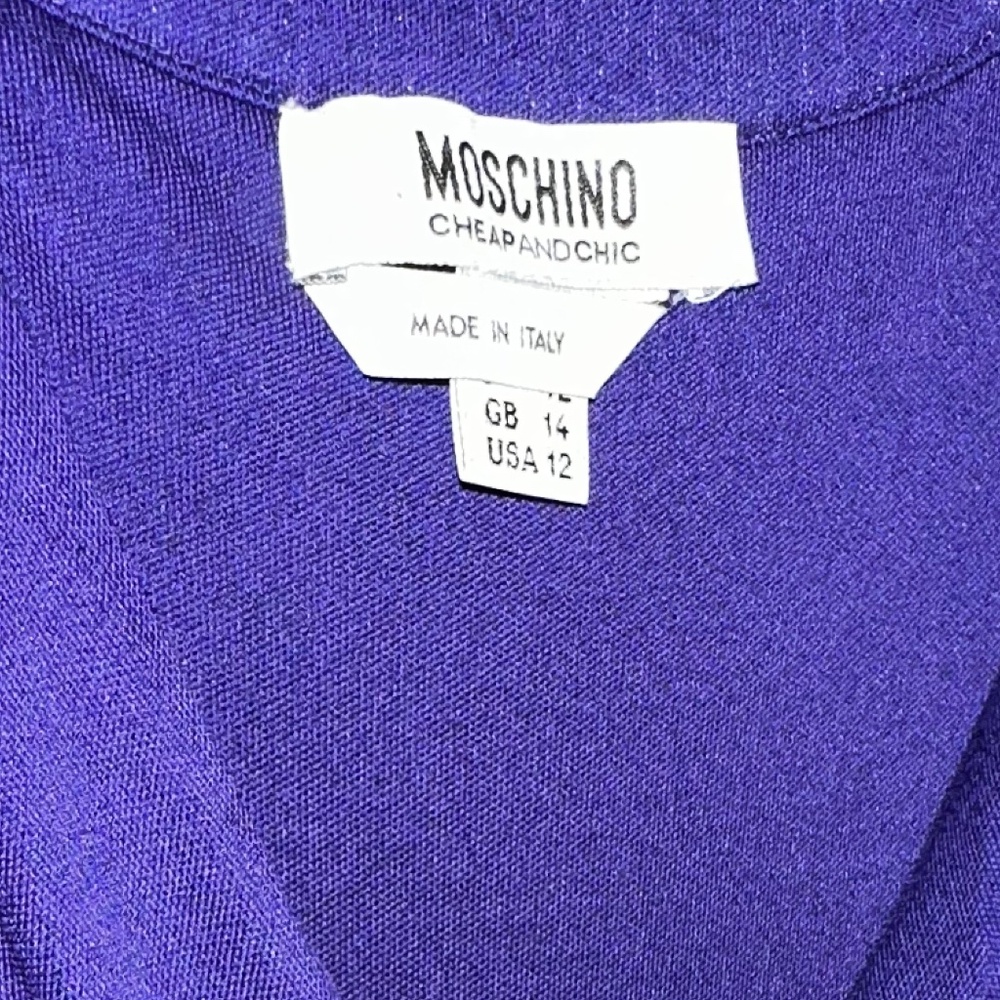 Moschino Silk blend Deep Purple V-neck Grecian dress 12 - Picture 2 of 14